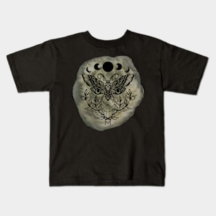 Watercolor Moth Moon Kids T-Shirt